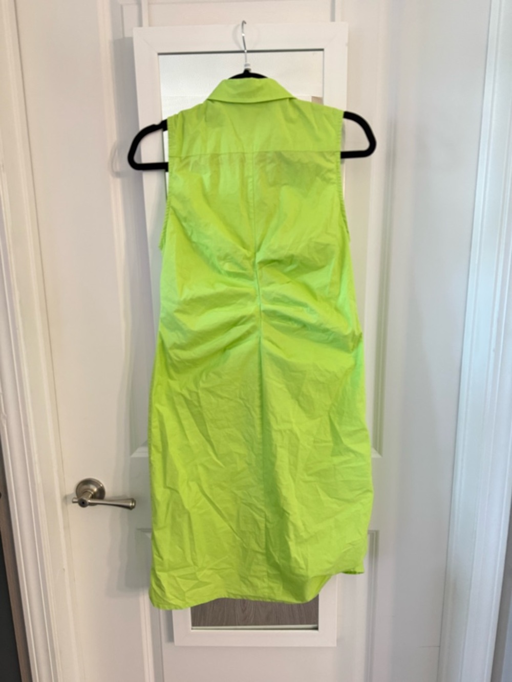 THE SHIRT Rochelle Behrens Neon Green Sleeveless Shirt Dress XS Button Front - Picture 5 of 5